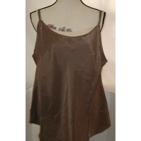 NWT New Ryllace 20 Silk Blouse Cami Chocolate Brown Tank Camisole Top Plus Adjus - Picture 1 of 11